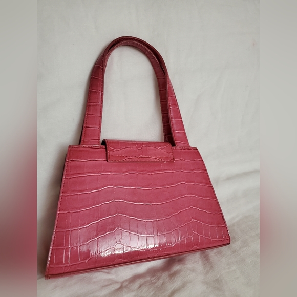 Vintage Y2K Faux Leather Barbie Pink Snake Skin Mini Handbag Retro Boho Chic - Picture 4 of 12